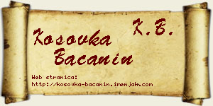 Kosovka Bačanin vizit kartica